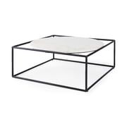 White Marble Metal Frame Round in Square Coffee Table