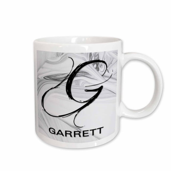 3drose, White Marble Monogram G - Garrett, 11oz Mug