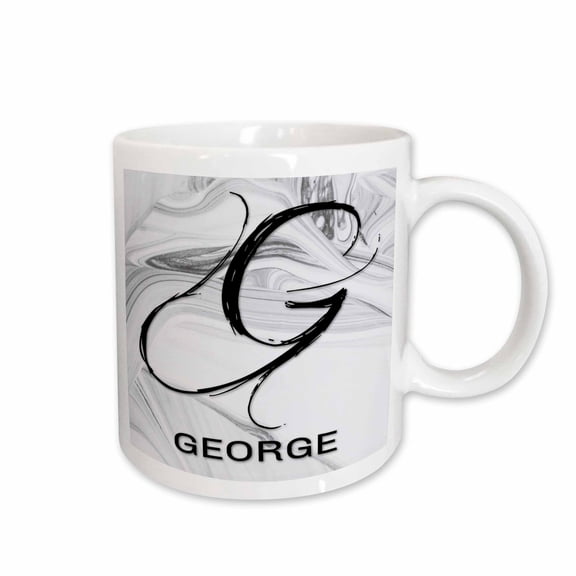 3drose, White Marble Monogram G - George, 15oz Mug