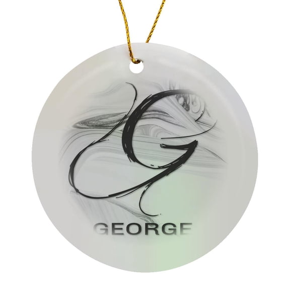 3drose, White Marble Monogram G - George, Circle Porcelain Ornament