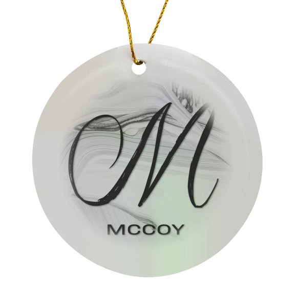 3drose, White Marble Monogram M - Mccoy, Circle Porcelain Ornament