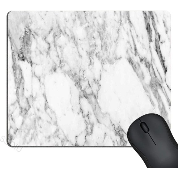 White Marble Mouse Pad Cute Mat White Grey Rectangle Mouse Pads