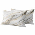 thumbnail image 1 of White Marble Outdoor Waterproof Pillow Covers, Abstract Modern Yellow Crack Art Decorative Rectangle Throw Pillowcase Sofa Cushion Sham for Patio/Couch/Chair, 20"x12" 2 Pack, 1 of 8