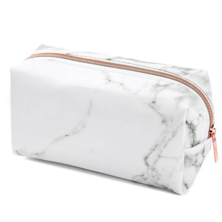 White Marble PU Stationery Pencil Case Makeup Bag with Zip