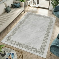 White Marble Pattern Area Rug for Living Room Bedroom, Irregular Border Soft Washable Carpet, Indoor Decorative Rug with Non-Slip Backing 12"x20"
