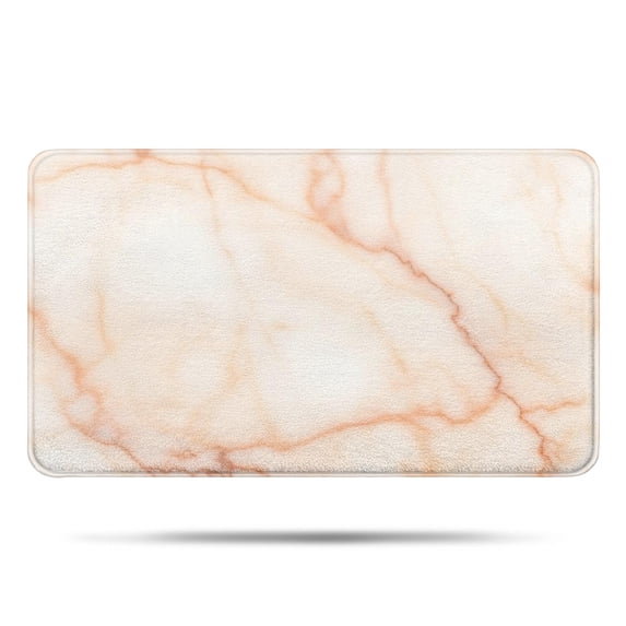 White Marble Pattern Bathroom Rug, Microfiber Shower Floor Mat with Non ...