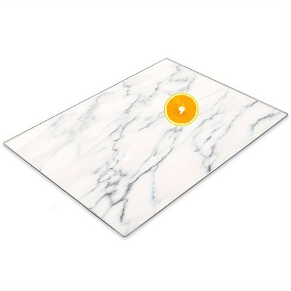 White Marble Pattern Glass Cutting Board for Kitchen Countertops, Tempered Glass Cutting Board, Dishwasher Safe, Small Countertop Tray, Scratch Resistant, Heat Resistant, Approx. 16 "x12"