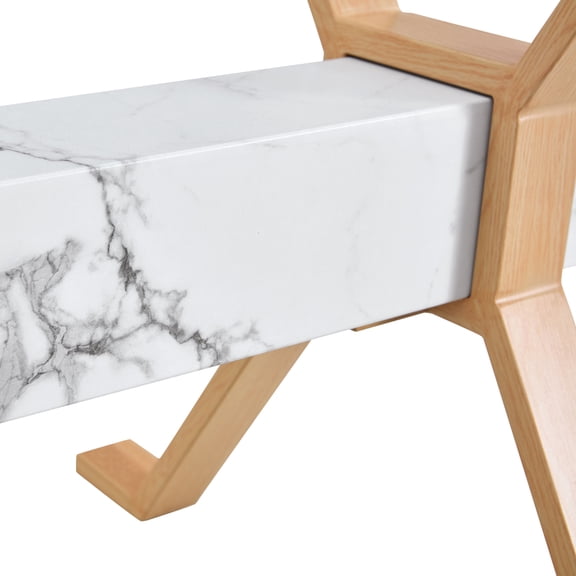 White Marble Pattern MDF Table Crossbeam Only, Replacement Support Beam Accessory, Single Box Furniture Spare Part Without Tabletop & Legs