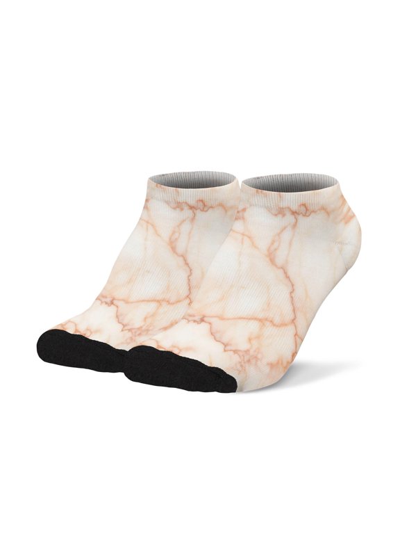 White Marble Pattern Men's Ankle Socks, Low Cut Running Sports Socks Arch Support Gifts for Men Guys