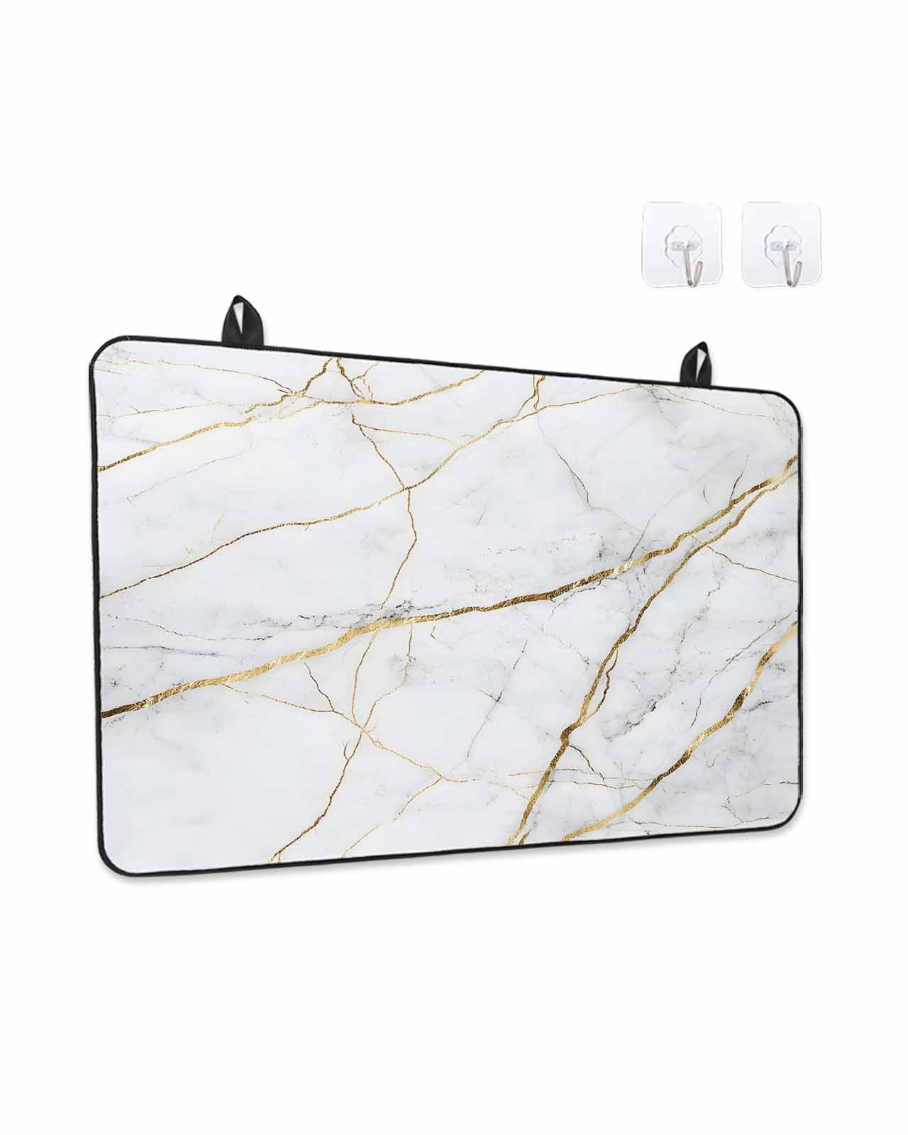 White Marble Pattern Stove Top Covers for Electric Stove, Kitchen Glass ...