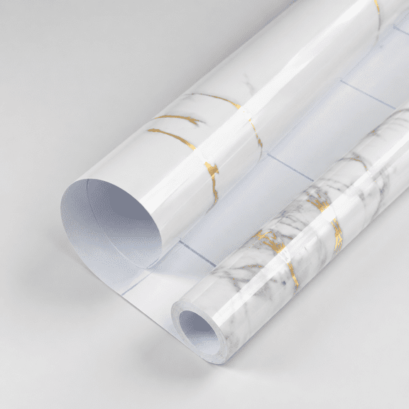 /White Marble Peel and Stick Contact Paper Wallpaper 17.7" x 196.8"