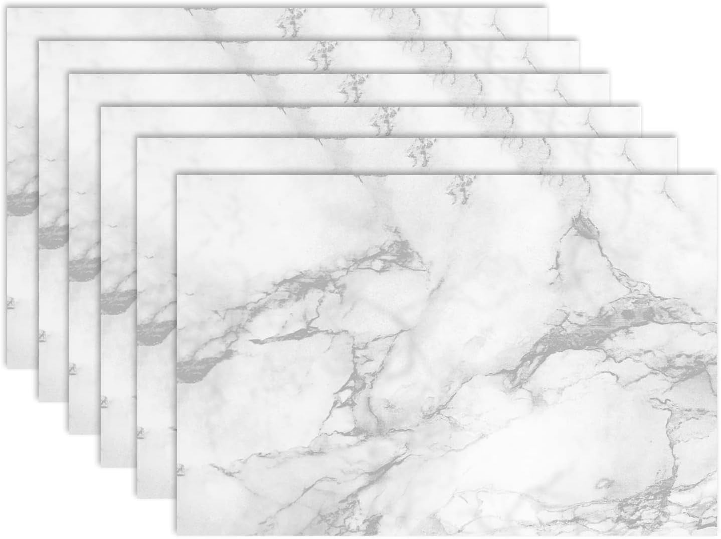White Marble Placemats Set of 6 Heat Resistant Non-Slip Dining Placemats Washable Holiday Party Table Mats for Home Kitchen Dinner Party Decor
