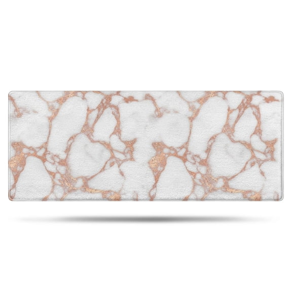 White Marble Rose Gold Line Pattern Bathroom Rugs Mat,Non Slip Microfiber Bathroom Rug,Rubber Backing,Soft Bathroom Mats for Bathroom Floor,Tub and Shower,60x24in(150x60cm)