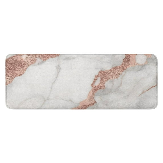 White Marble Rose Gold Line Pattern Kitchen Rug Mat,Kitchen Runner Rugs Non Skid Washable,Decorative Kitchen Floor Mats for Kitchen,Sink,Laundry,17"x47.2"