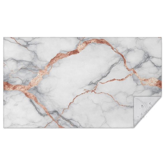 White Marble Rose Gold Line Pattern Rectangle Tablecloth 60"x102",Waterproof Polyester Rectangle Table Cloth, Wipeable Spillproof Polyester Tablecloth for Dining, Camping, Indoor and Outdoor