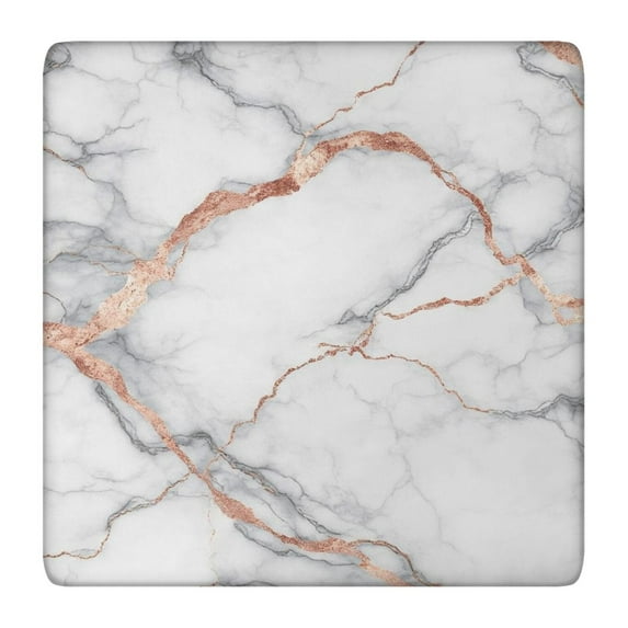 White Marble Rose Gold Line Pattern Square Fitted Tablecloth with Elastic Edge,Square Table Cover,Washable Elastic Table Cover for Home Kitchen Party Decor 36"x36"