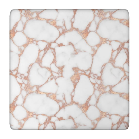 White Marble Rose Gold Line Pattern Square Fitted Tablecloth with Elastic Edge,Square Table Cover,Washable Elastic Table Cover for Home Kitchen Party Decor 36"x36"