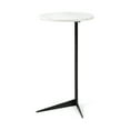 thumbnail image 1 of White Marble Round Top Accent Table with Black Iron Base, 1 of 3