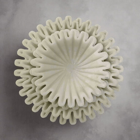 White Marble Ruffle Bowl 12"