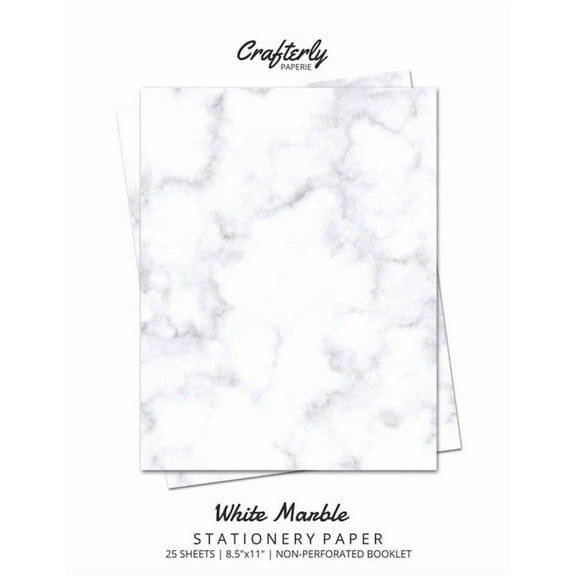 White Marble Stationery Paper: Cute Letter Writing Paper for Home, Office, Letterhead Design, 25 Sheets, (Paperback)