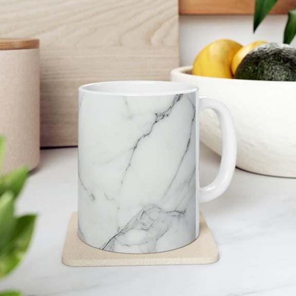 White Marble Texture Ceramic Mug oz.