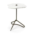thumbnail image 1 of White Marble Top Accent Table with Triangluar Gold Iron Base, 1 of 1