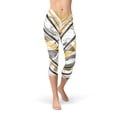 thumbnail image 1 of White Marble w/ Black Gold Lines Capri Leggings, 1 of 5