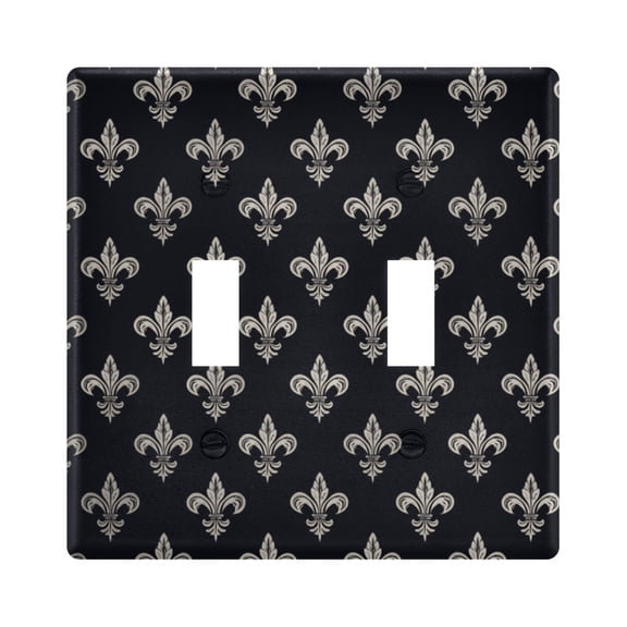 White Mardi-gras Flower Pattern Light Switch Cover Electrical Outlet Cover Replaceable Wall Plates 2-Gang