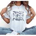 thumbnail image 1 of White Marine Life Ocean Animals Print Tshirt Graphic Tees Whale Turtle Shirts S-5XL Tops, 1 of 5