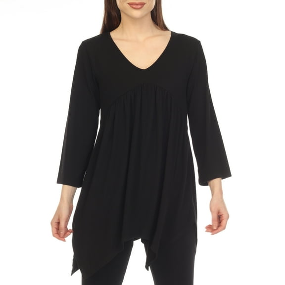 White Mark 3/4 Sleeve Empire Waist Top with Pockets (Women's & Women's Plus)