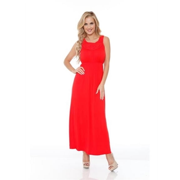 White Mark 302- Red-L Womens Katherine Maxi Dress, Red - Large