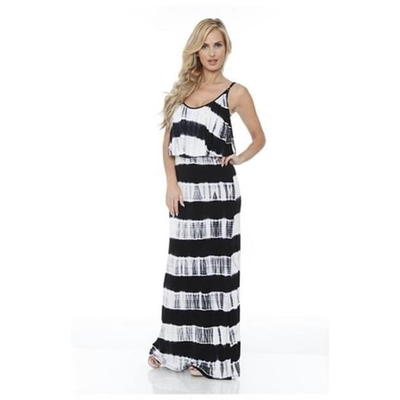 White Mark 308TD-07- BlackWhite-M Womens Kalea Dress- Black & White - Medium
