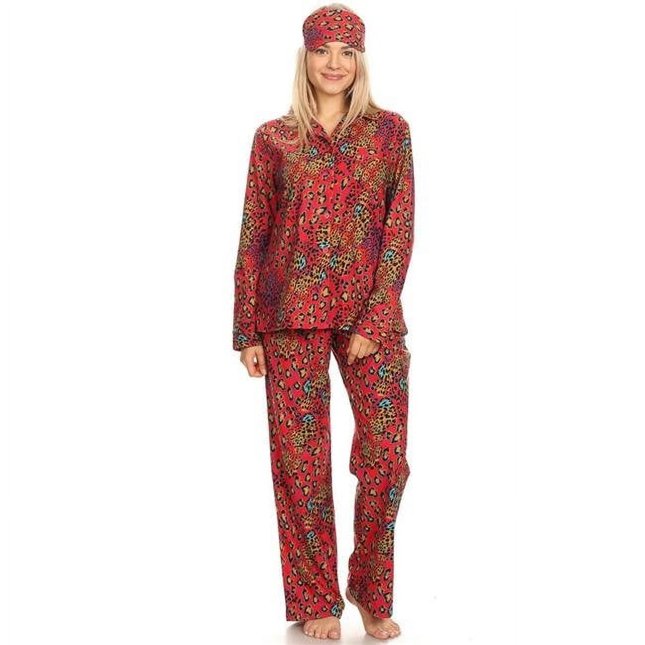White Mark 3610-14-M Red Leopard Three-Piece Pajama Set - Medium ...