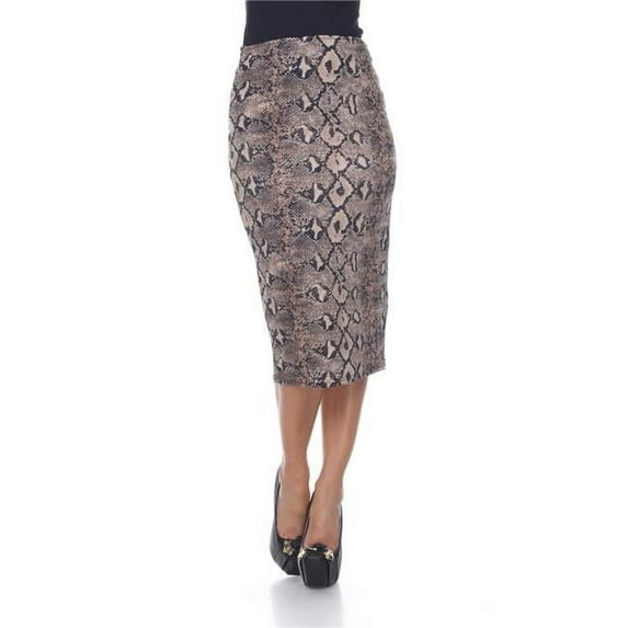 White Mark 719-125-S Women Polyester Cynthia Pencil Skirt, Brown Snake - Small