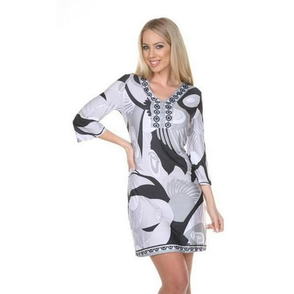 White Mark 808-016-B-111-M Womens Belinda Dress- Black & Grey - Medium
