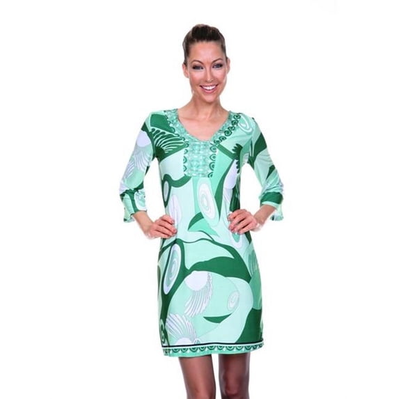 White Mark Womens Belinda Dress- Green - Large
