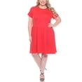 thumbnail image 1 of White Mark Asymmetrical Drop Waist Short Sleeve Swing Dress, Women's Plus, 1X-3X, 1 of 6