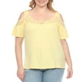 thumbnail image 1 of White Mark Casual Cold Shoulder Lace Trim Knit Blouse, Women's Plus, 1 of 6