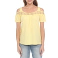 thumbnail image 1 of White Mark Casual Cold Shoulder Lace Trim Knit Blouse, Women's, 1 of 6