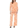 thumbnail image 1 of White Mark Casual Floral Print 3/4 Sleeve Blouse and Palazzo Pant Clothing Set, 2-Piece, Women's, 1 of 7