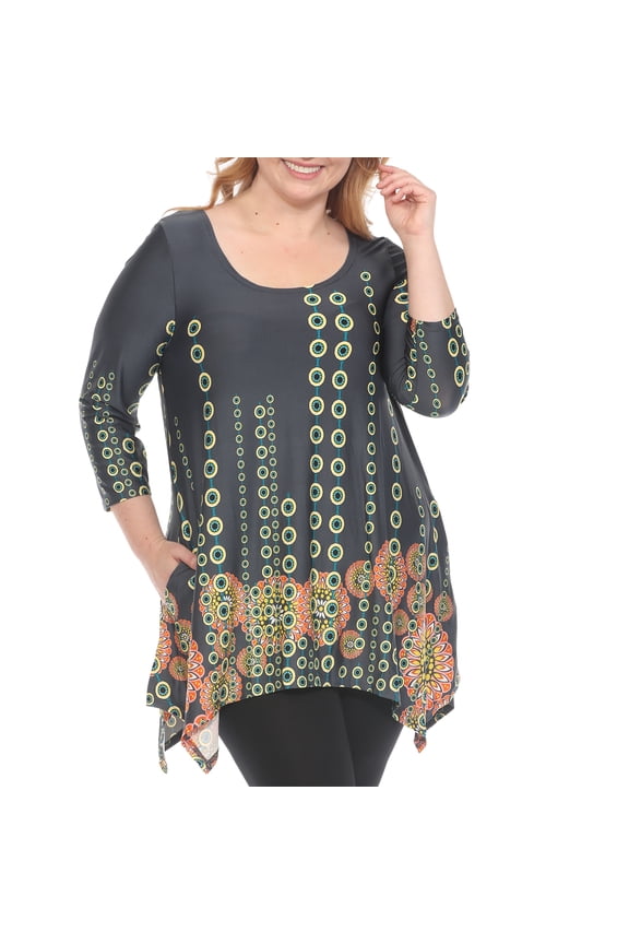 Casual Printed Flowy Hem Swing Top, Women's Plus