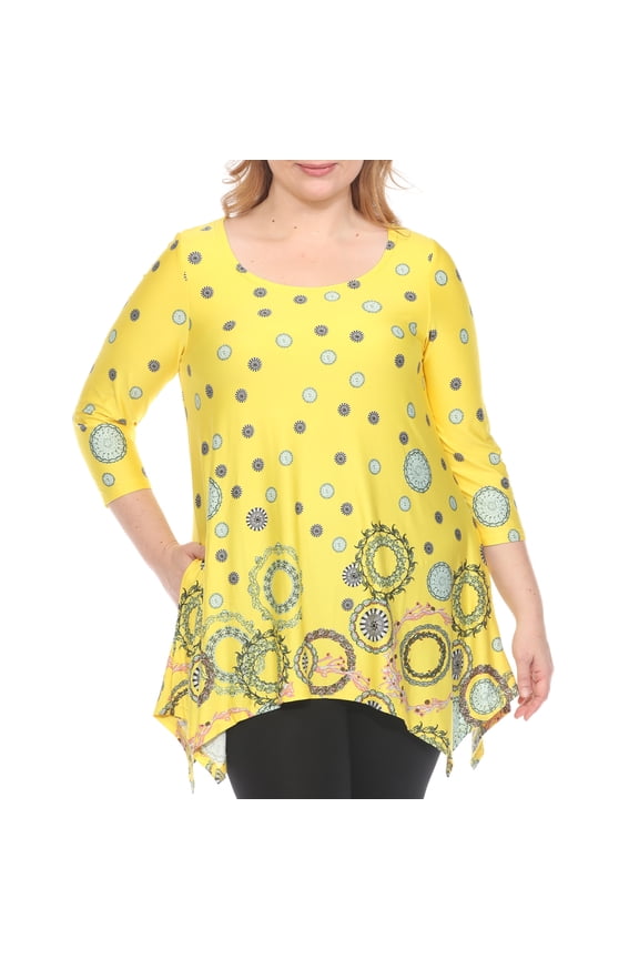 Casual Printed Flowy Hem Swing Top, Women's Plus