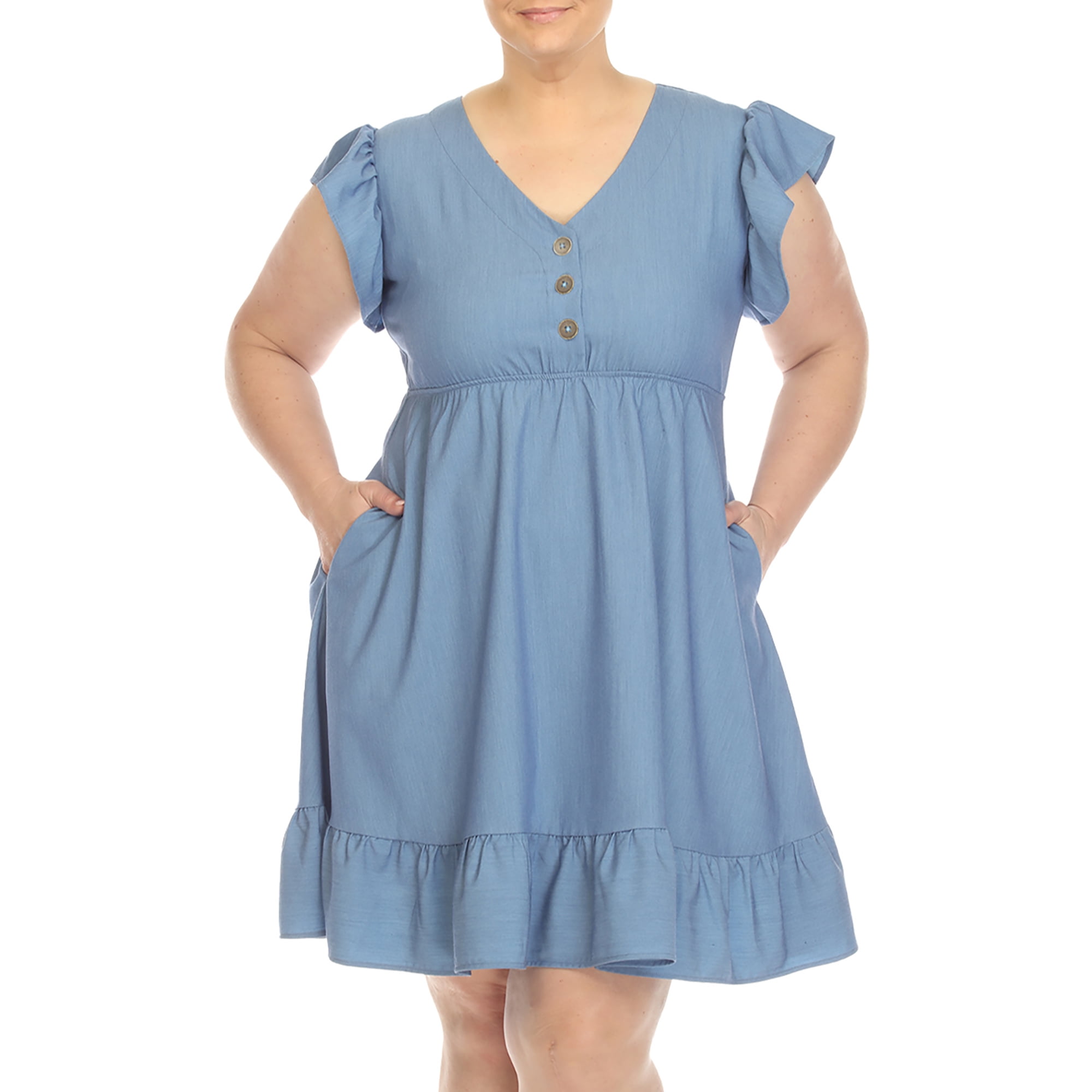 Women's Summer Denim Mini Dress - Sleeveless Bow Strap Babydoll Short Jean Dress