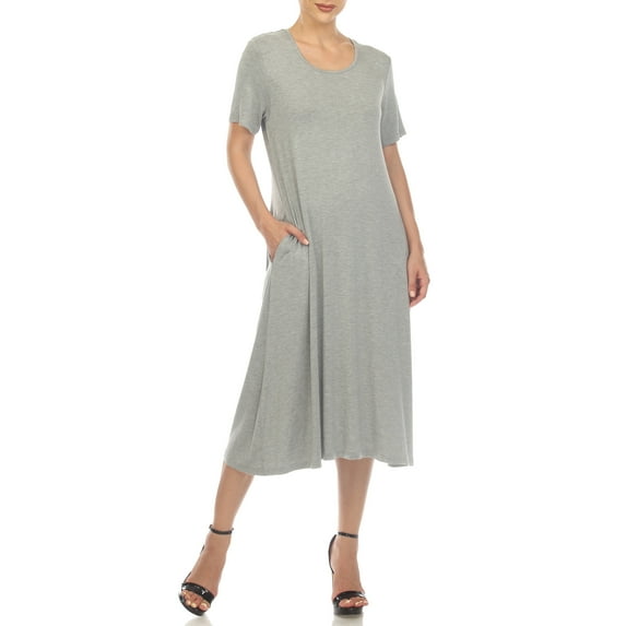 White Mark Casual Short Sleeve Midi Dress, Women's & Women's Plus