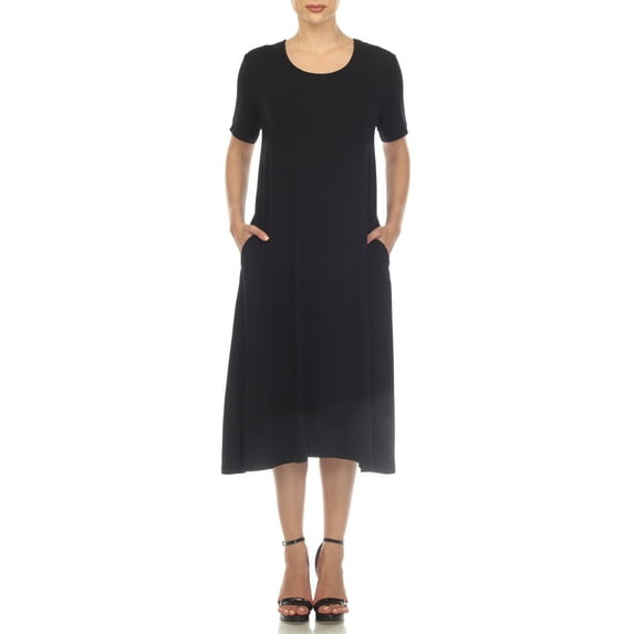 White Mark Casual Short Sleeve Midi Dress, Women's & Women's Plus