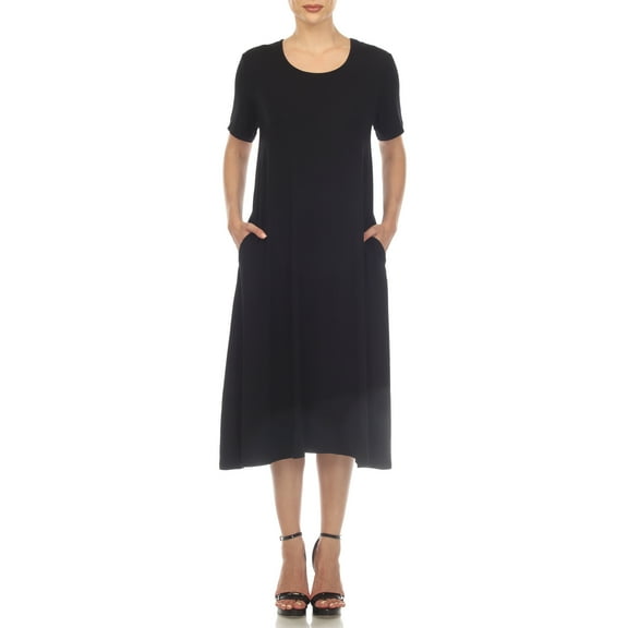 White Mark Casual Short Sleeve Midi Dress, Women's & Women's Plus