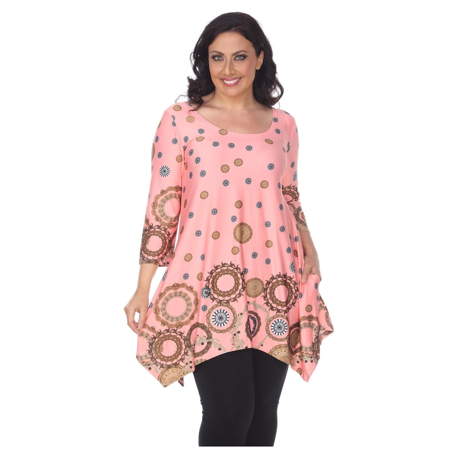 White Mark Erie Tunic Top, 3/4 Sleeve (Women's Plus), Size 1XL