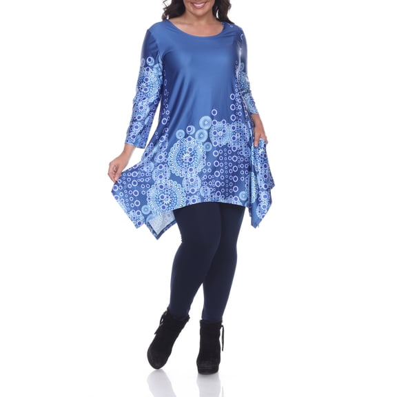 White Mark Fashion Rella Tunic Top, Flirty Print, Women's Plus