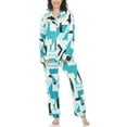 thumbnail image 1 of White Mark Fashion's Printed Satin Pajama Set, 1 of 6