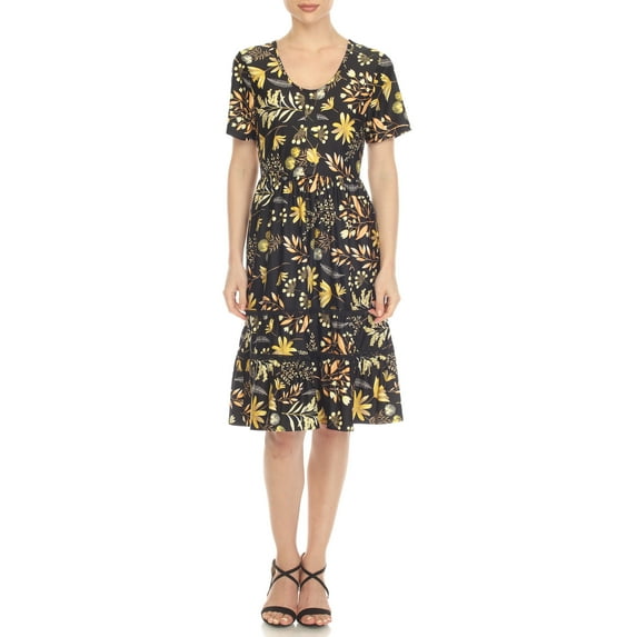 White Mark Floral High Waist Tiered Dress (Women's & Women's Plus)